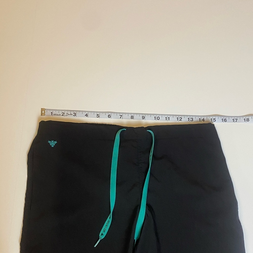 Med Couture Black Pants with Teal Accent 4 pockets Size small scrub pants - Picture 7 of 7